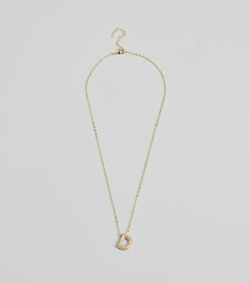 Bubble Letter Monogram Rhinestone Necklace