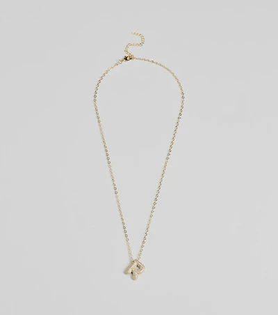 Bubble Letter Monogram Rhinestone Necklace