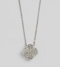 Just Your Luck Rhinestone Clover Charm Necklace