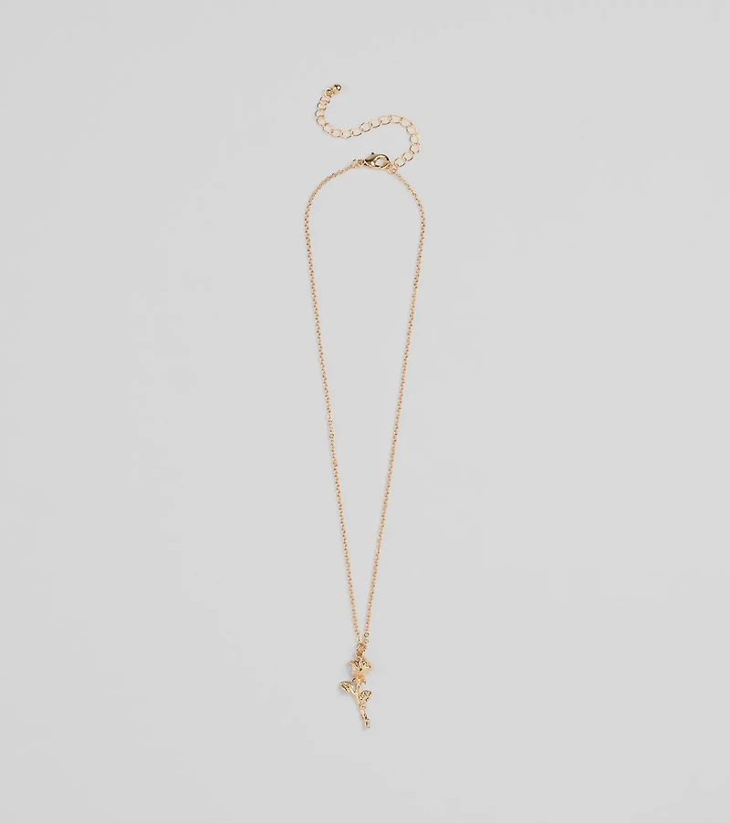 Divine Enchantment Rose Charm Necklace
