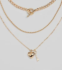 Endless Love Heart Charm Three-Pack Necklace