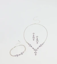 Luxe Desire Rhinestone Leaf Jewelry Set