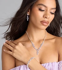 Luxe Desire Rhinestone Leaf Jewelry Set