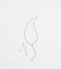 Delicate Shine Rhinestone Lariat Earring Set