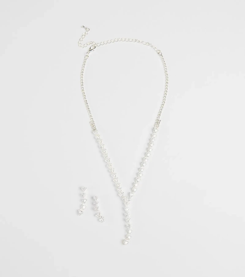 Perfectly Brilliant Cubic Zirconia Necklace And Earrings Set