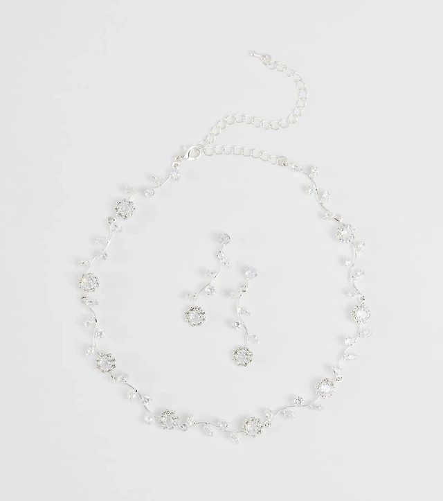 Floral Beauty Necklace And Earrings Set