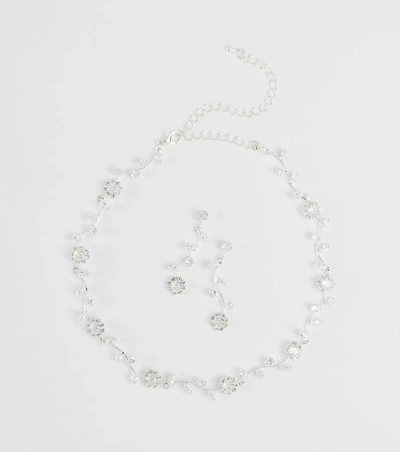 Floral Beauty Necklace And Earrings Set
