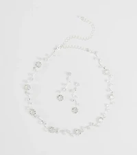 Floral Beauty Necklace And Earrings Set