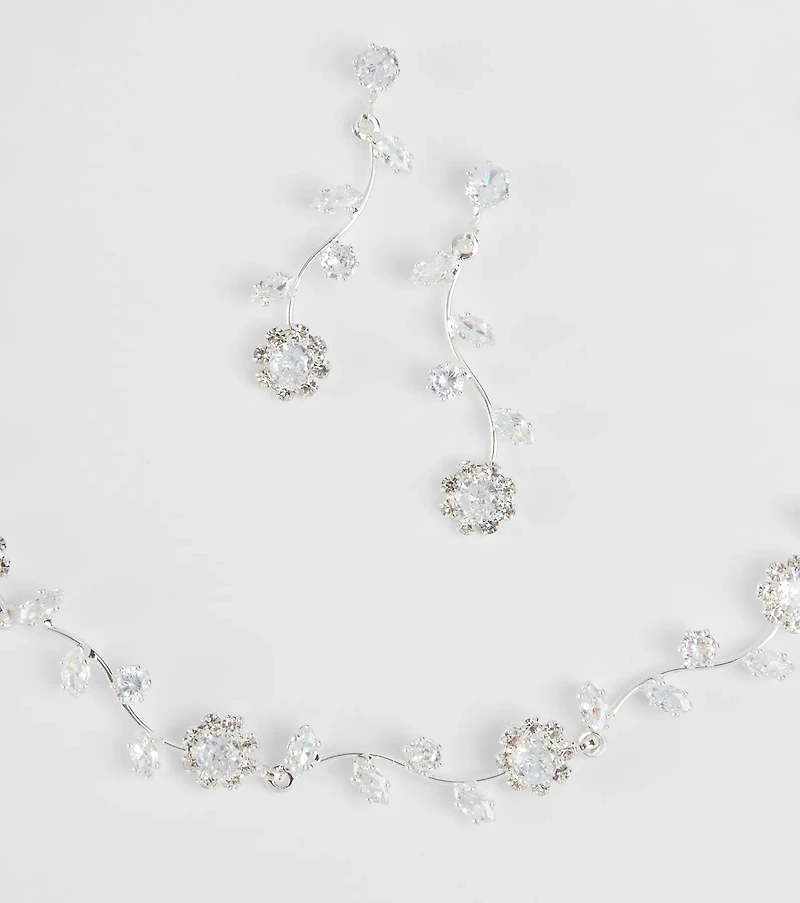 Floral Beauty Necklace And Earrings Set