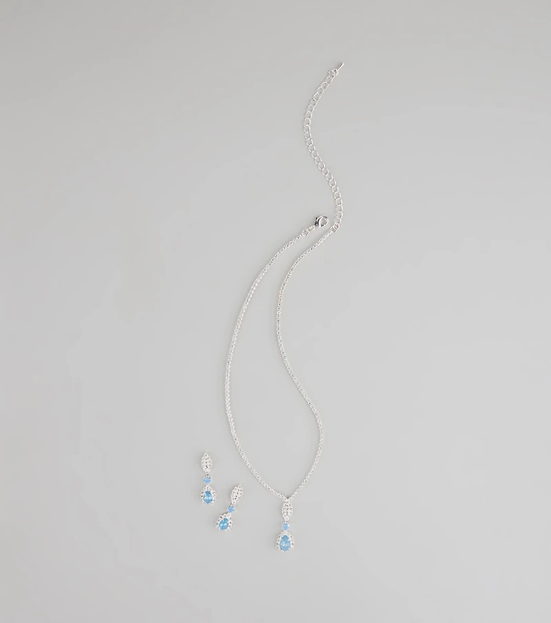 Call Me Princess Rhinestone Necklace And Earrings Set