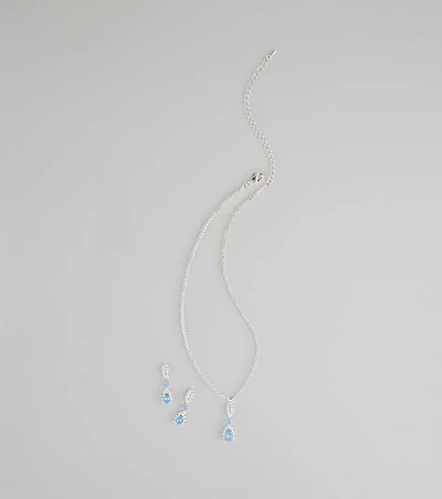 Call Me Princess Rhinestone Necklace And Earrings Set