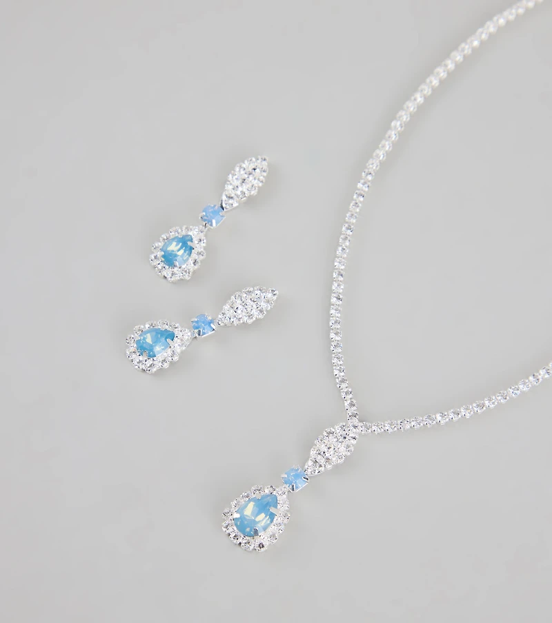 Call Me Princess Rhinestone Necklace And Earrings Set