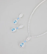 Call Me Princess Rhinestone Necklace And Earrings Set