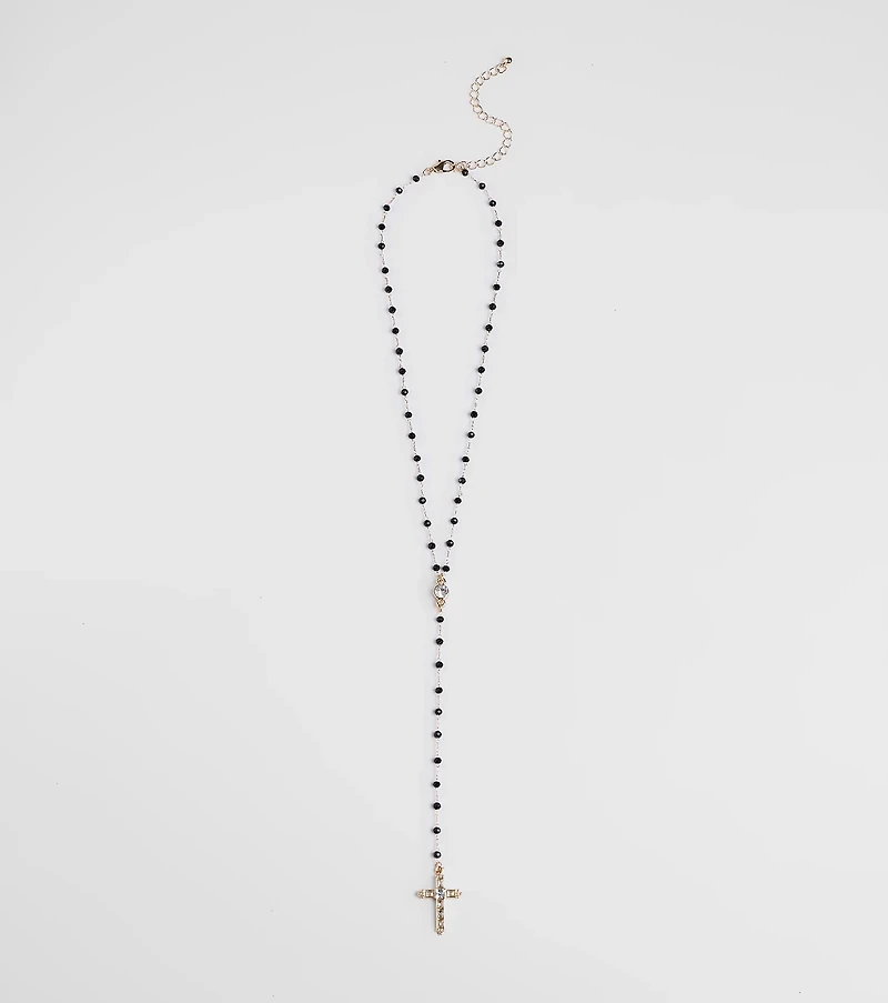 Beaded Beauty Rhinestone Cross Necklace