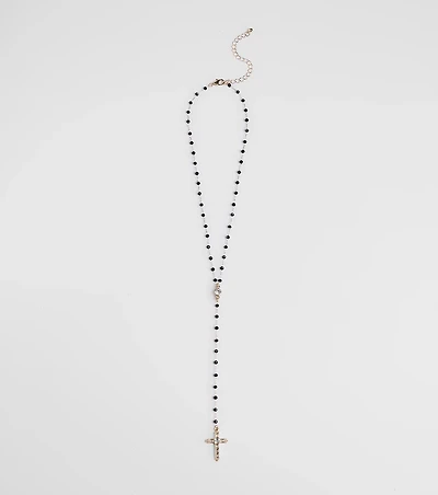 Beaded Beauty Rhinestone Cross Necklace