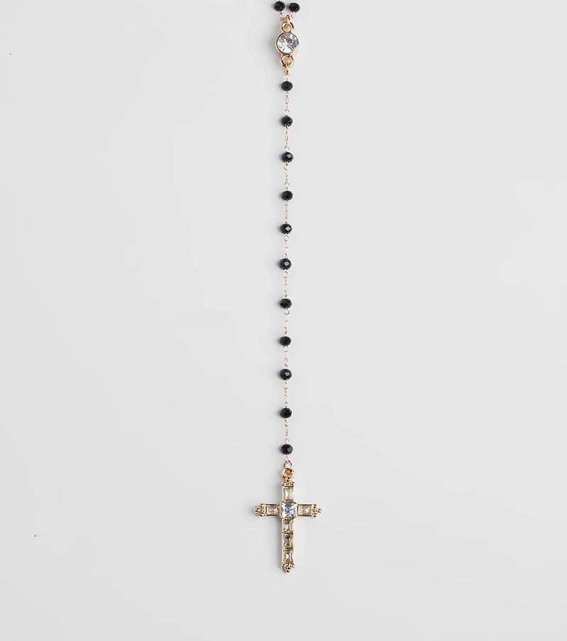 Beaded Beauty Rhinestone Cross Necklace