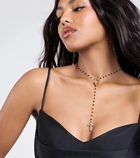 Beaded Beauty Rhinestone Cross Necklace
