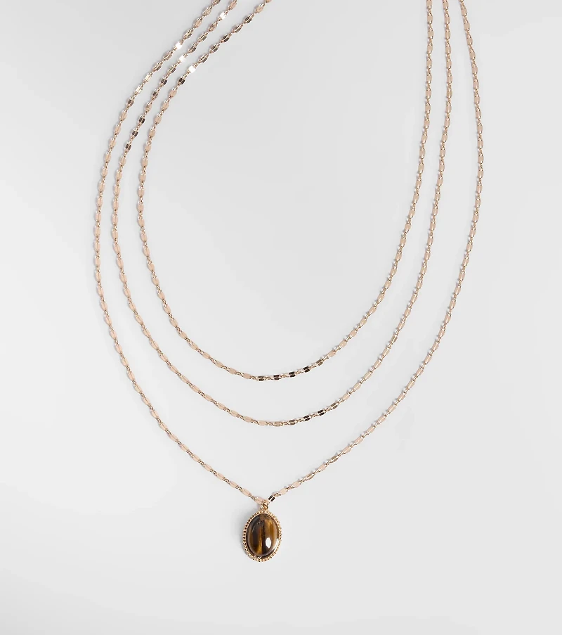 Keep It Gorgeous Three-Pack Stone Pendant Necklace