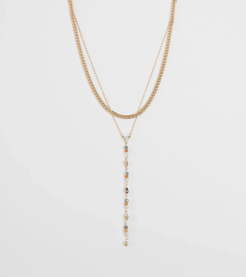 Charmingly Pretty Beaded Rhinestone Layered Necklace