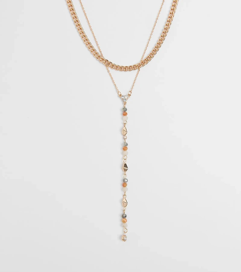 Charmingly Pretty Beaded Rhinestone Layered Necklace