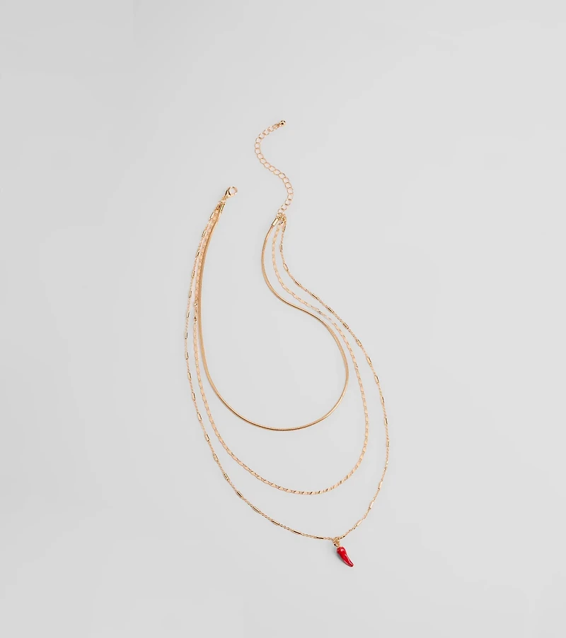 Like This Spice Chili Charm Layered Necklace