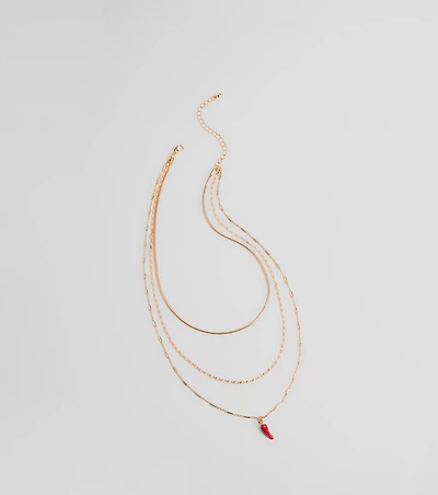 Like This Spice Chili Charm Layered Necklace