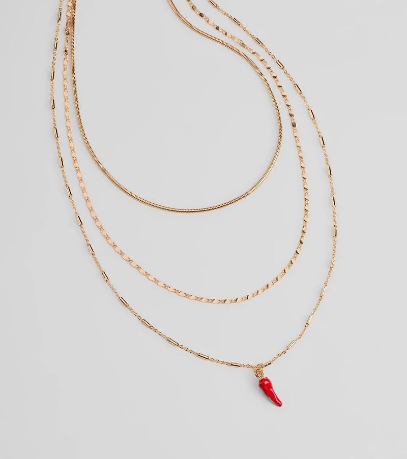 Like This Spice Chili Charm Layered Necklace