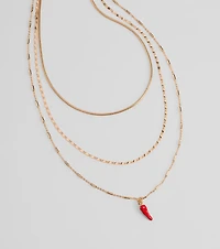 Like This Spice Chili Charm Layered Necklace