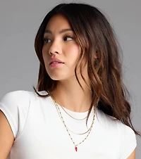 Like This Spice Chili Charm Layered Necklace