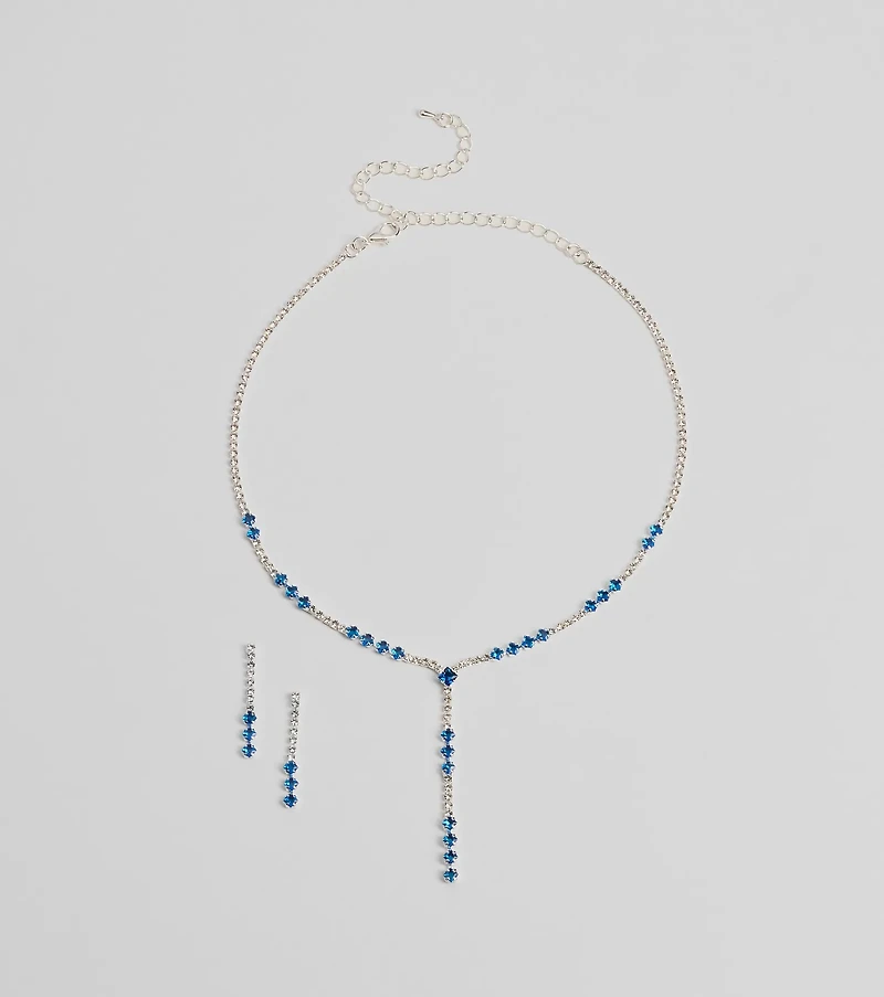 Luxe Glimmer Rhinestone Necklace And Earrings Set