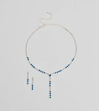 Luxe Glimmer Rhinestone Necklace And Earrings Set
