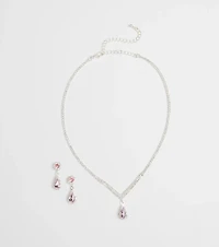 Princess Vibes Rhinestone Necklace And Earrings Set