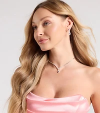 Princess Vibes Rhinestone Necklace And Earrings Set