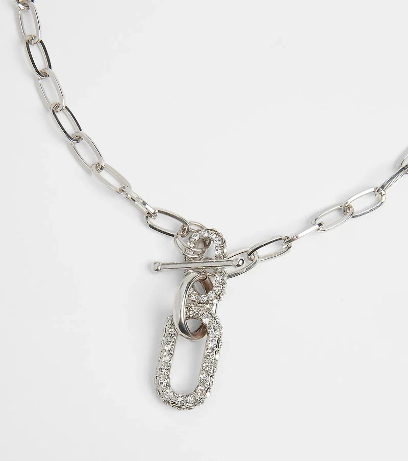 Cultivated Glam Rhinestone Chain-Link Necklace