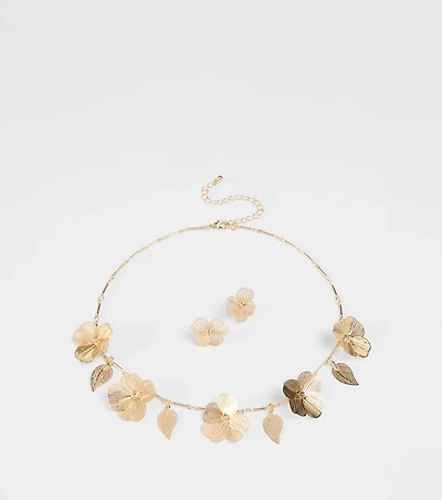 Season Of Bloom Flower Necklace And Earrings Set