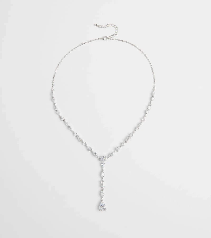 Luxe Glitz Cubic Zirconia Lariat Necklace