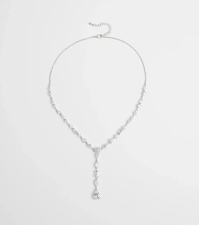 Luxe Glitz Cubic Zirconia Lariat Necklace