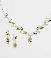 Whimsical Glam Rhinestone Necklace And Earrings Set