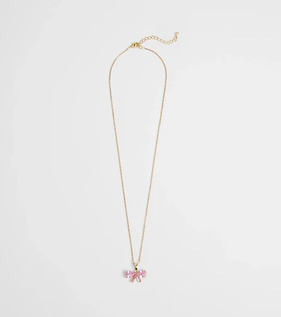 Dainty Glam Cubic Zirconia Bow Charm Necklace
