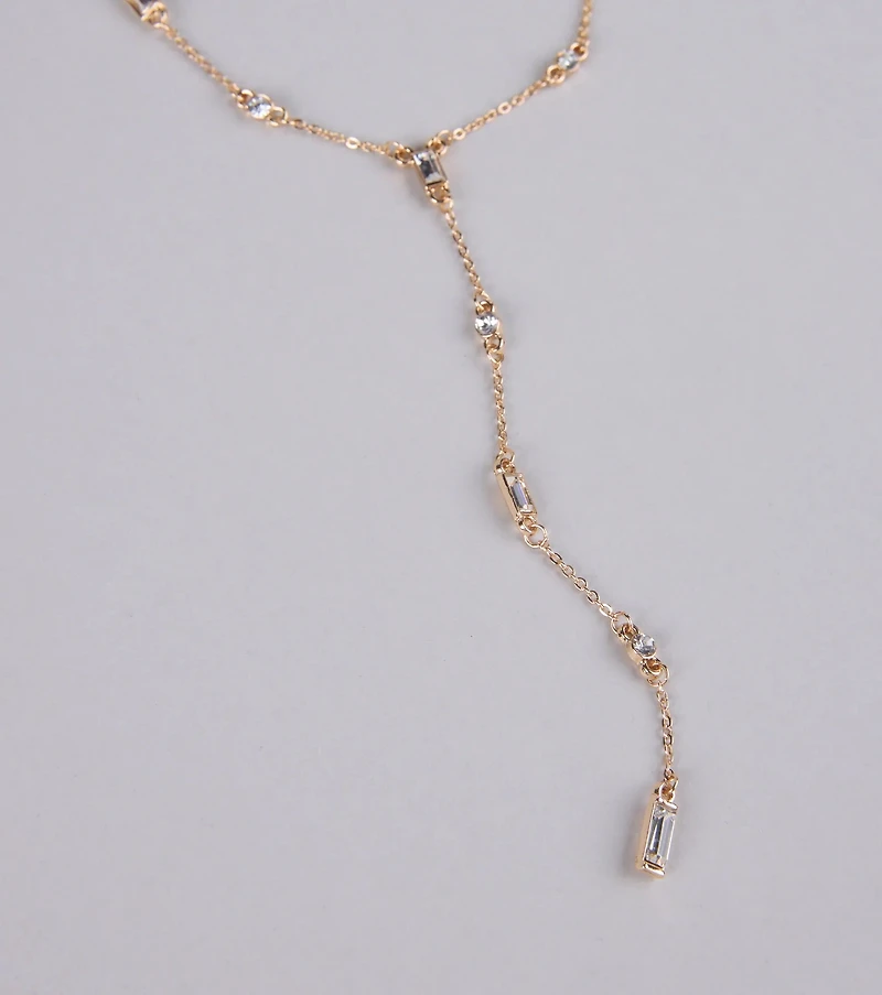 Best Version Of Me Rhinestone Lariat Necklace