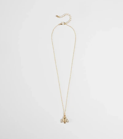 Cute Glamour Rhinestone Bee Charm Necklace