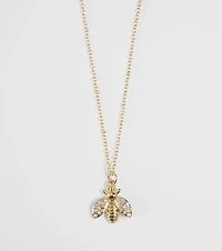 Cute Glamour Rhinestone Bee Charm Necklace