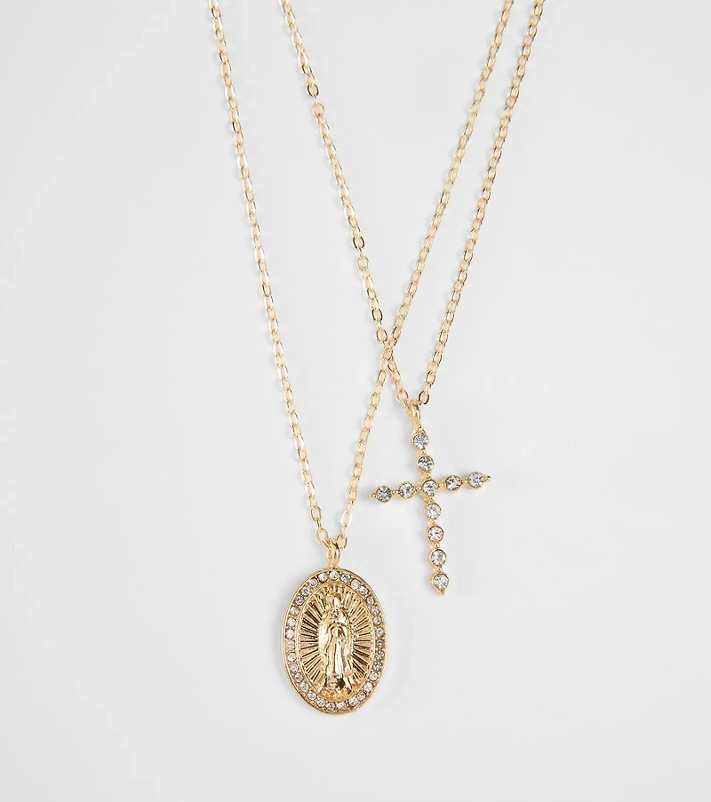 Dainty Blessings Cross Pendant Necklace