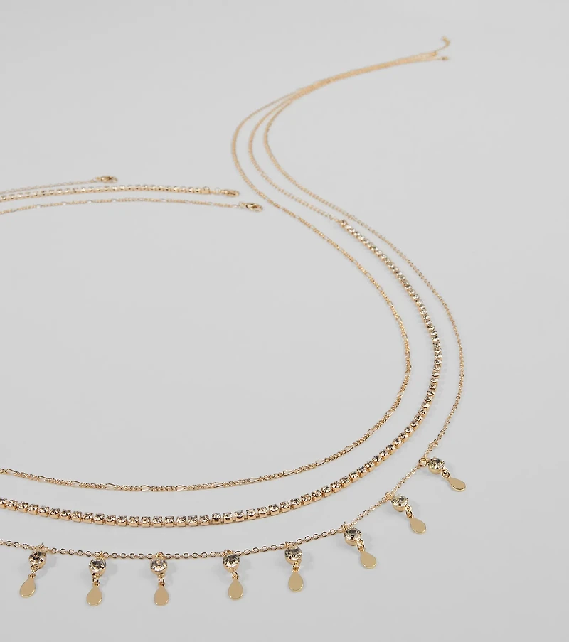 Dainty Luxe Rhinestone Layered Belly Chain