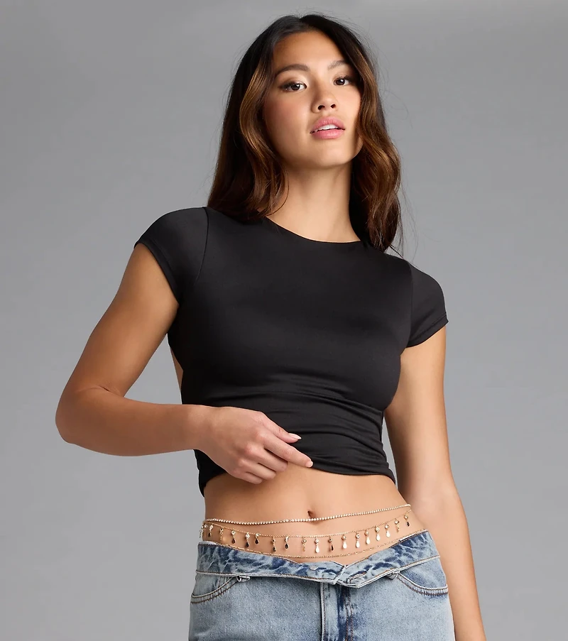 Dainty Luxe Rhinestone Layered Belly Chain