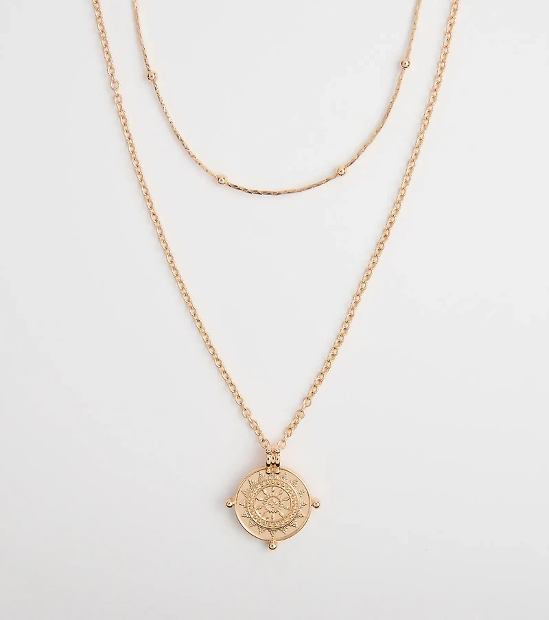 Find Your Spark Compass Pendant Necklace Set