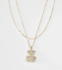 Rhinestone Teddy Bear Charm Necklace