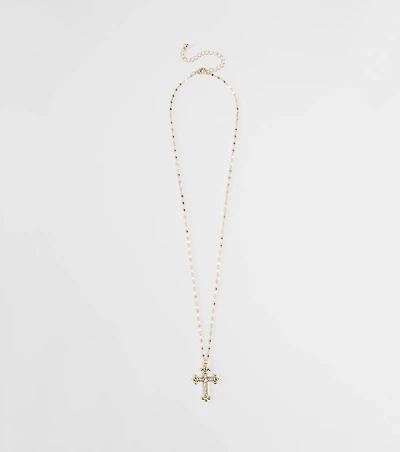 Full Of Faith Rhinestone Cross Necklace