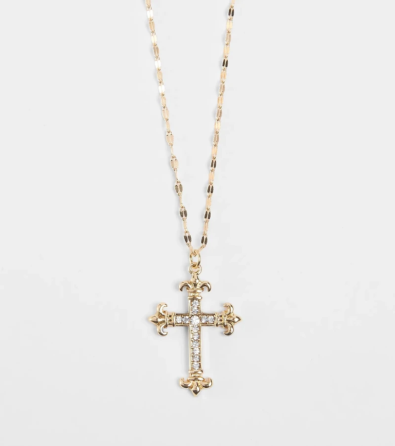 Full Of Faith Rhinestone Cross Necklace