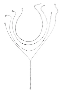 Rhinestone & Chain Lariat Set